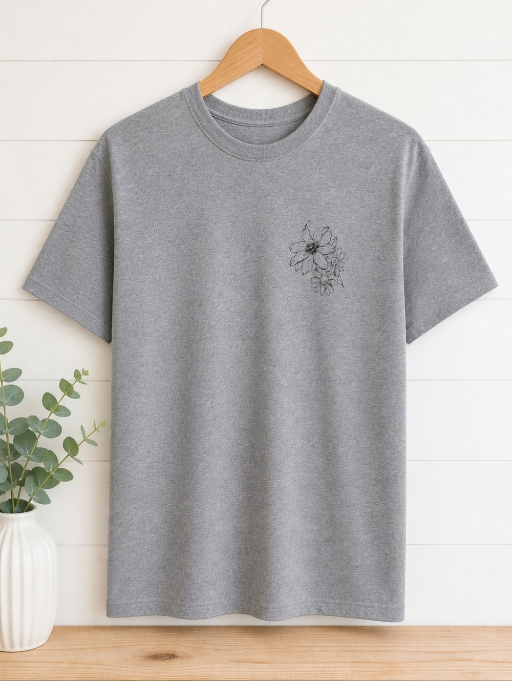 Goodfellow & Co Gray Floral Graphic Tee Size M NWT Super Soft Poly Blend - Picture 3 of 4